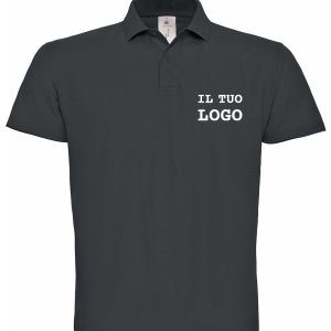 Polo antracite personalizzabile logo cuore